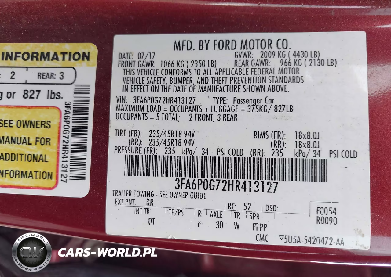 2017 Ford Fusion S VIN:3FA6P0G72HR413127 - 9