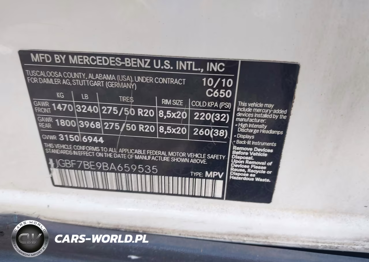 2011 Mercedes-Benz Gl 450 4Matic VIN:4JGBF7BE9BA659535 - 9