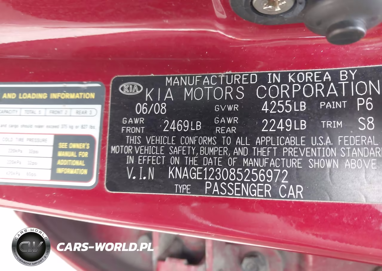 2008 Kia Optima Lx VIN:KNAGE123085256972 - 9