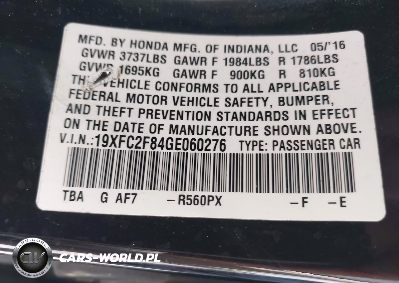 2016 Honda Civic Ex VIN:19XFC2F84GE060276 - 9