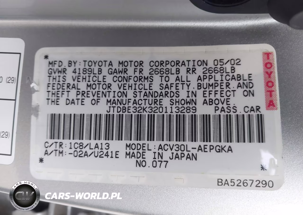 2002 Toyota Camry Xle VIN:JTDBE32K320113289 - 9