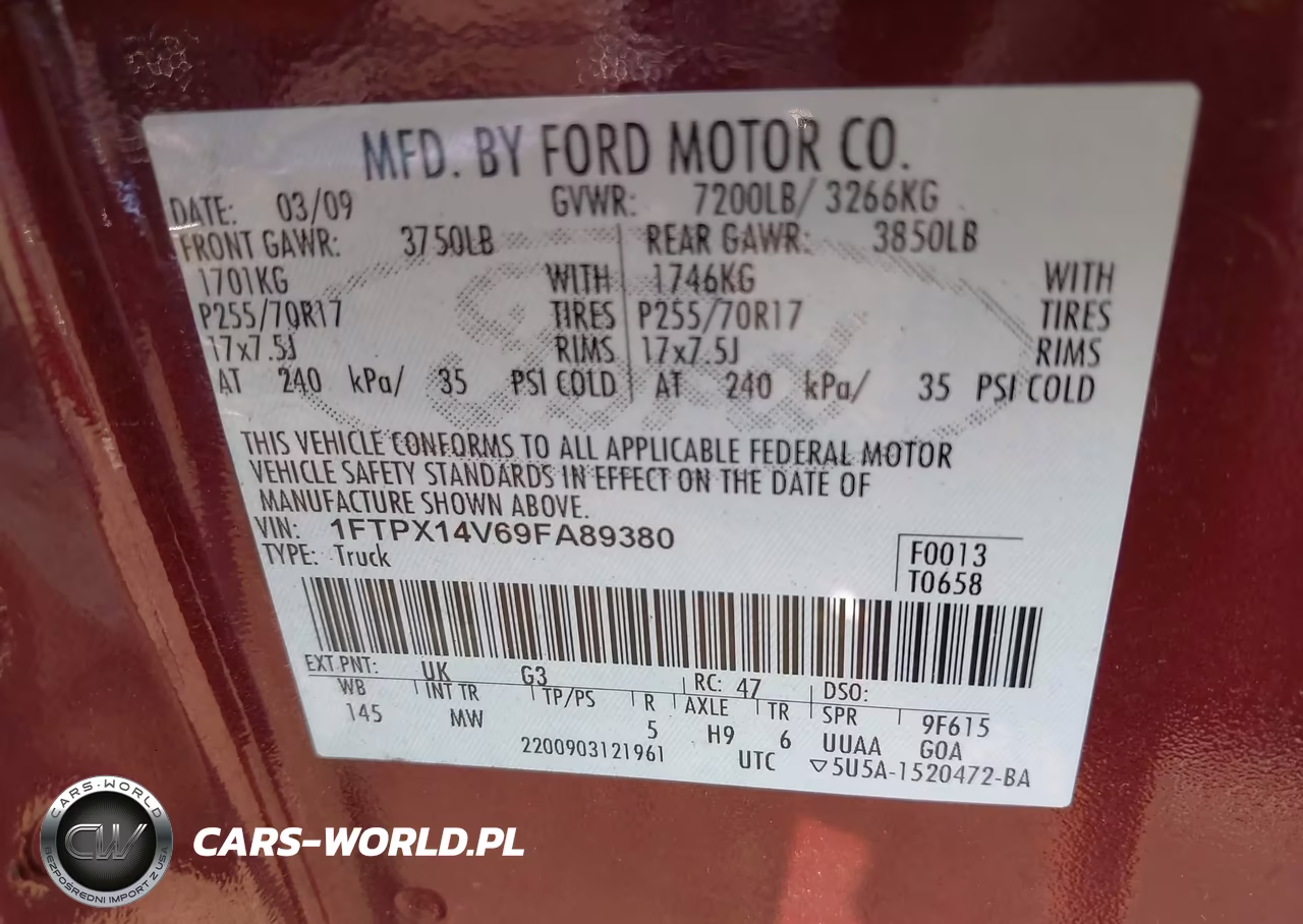 2009 Ford F-150 Fx4-Lariat-Xl-Xlt VIN:1FTPX14V69FA89380 - 9