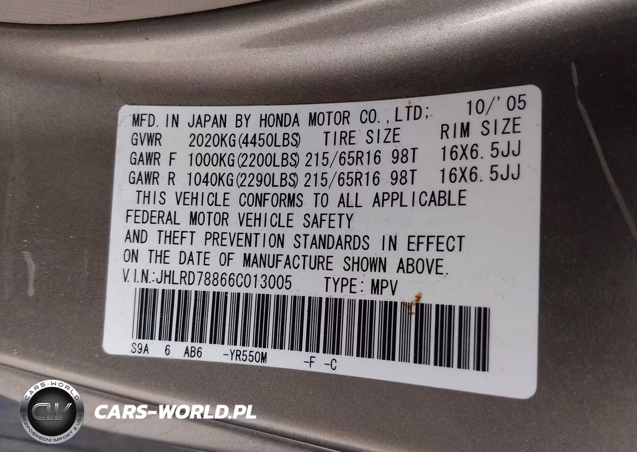 2006 Honda Cr-V Ex VIN:JHLRD78866C013005 - 9