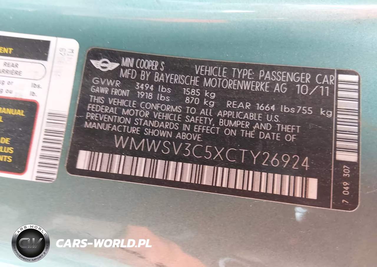 2012 Mini Cooper S VIN:WMWSV3C5XCTY26924 - 8