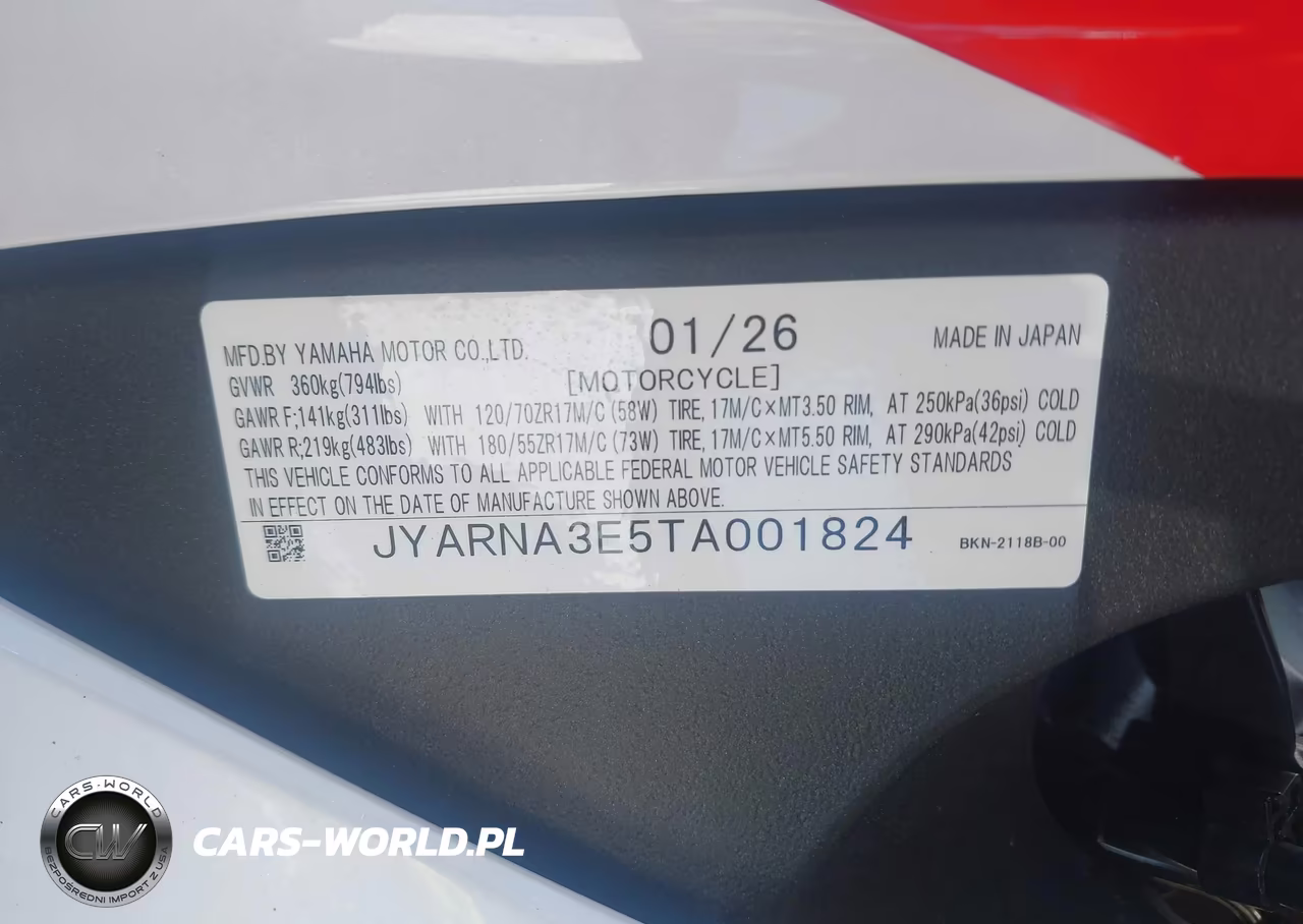 2026 Yamaha Yzf890 VIN:JYARNA3E5TA001824 - 10