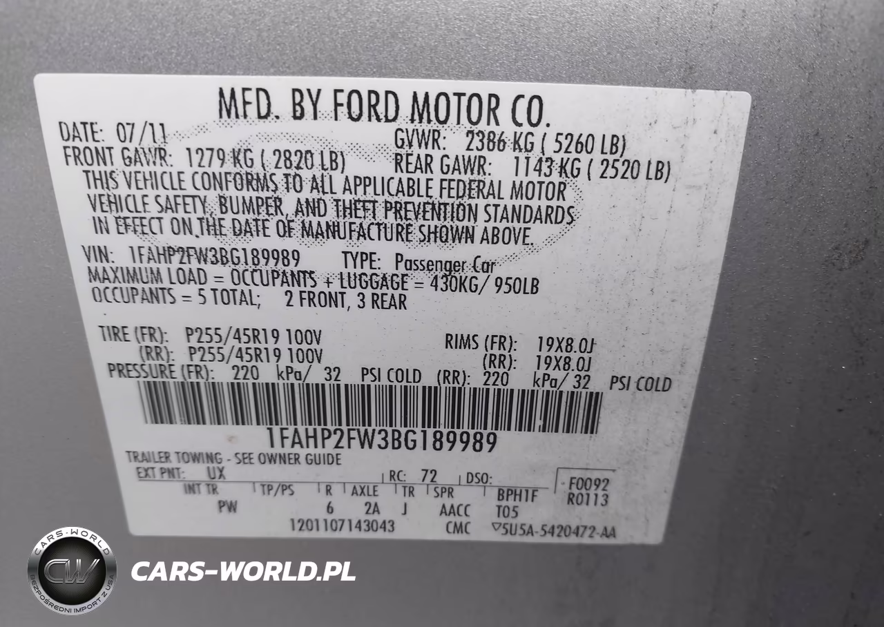 2011 Ford Taurus Limited VIN:1FAHP2FW3BG189989 - 9