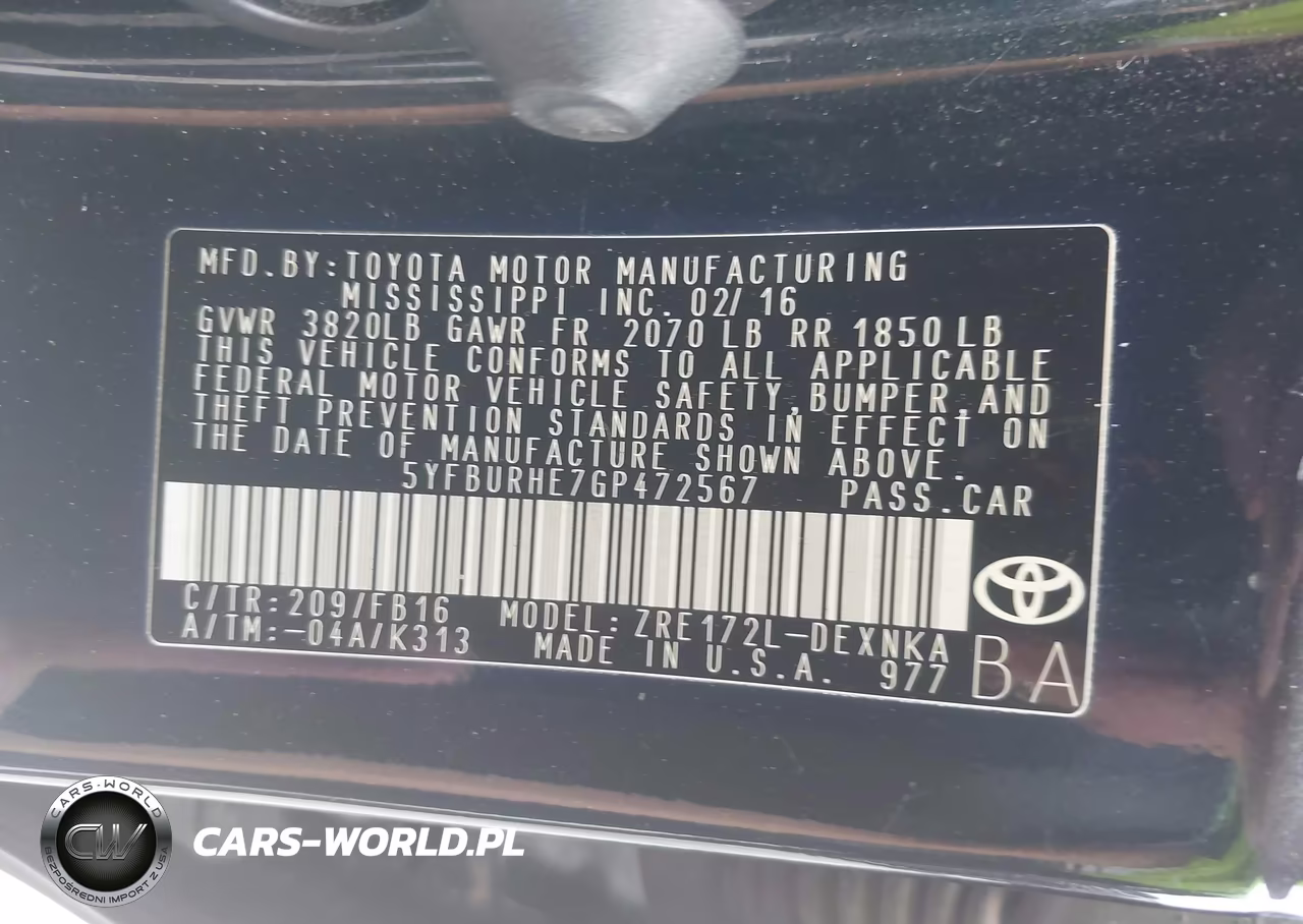 2016 Toyota Corolla Le VIN:5YFBURHE7GP472567 - 9