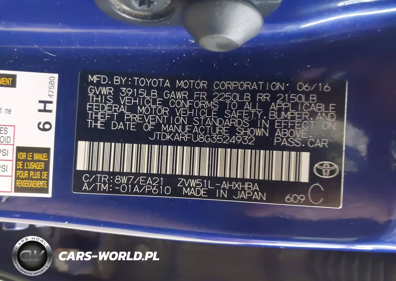 2016 Toyota Prius Four Touring VIN:JTDKARFU8G3524932 - 9