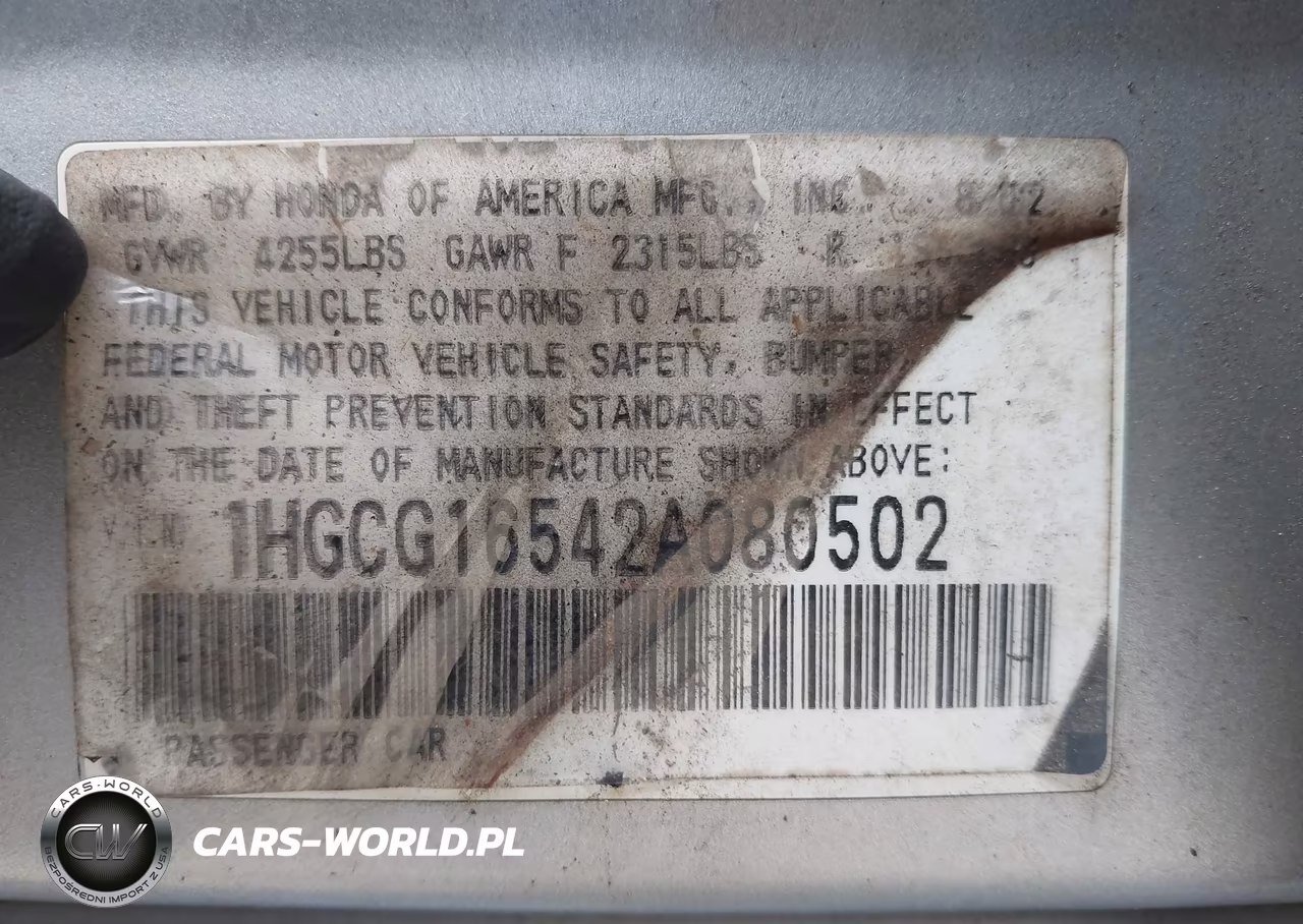 2002 Honda Accord 3.0 Ex VIN:1HGCG16542A080502 - 9