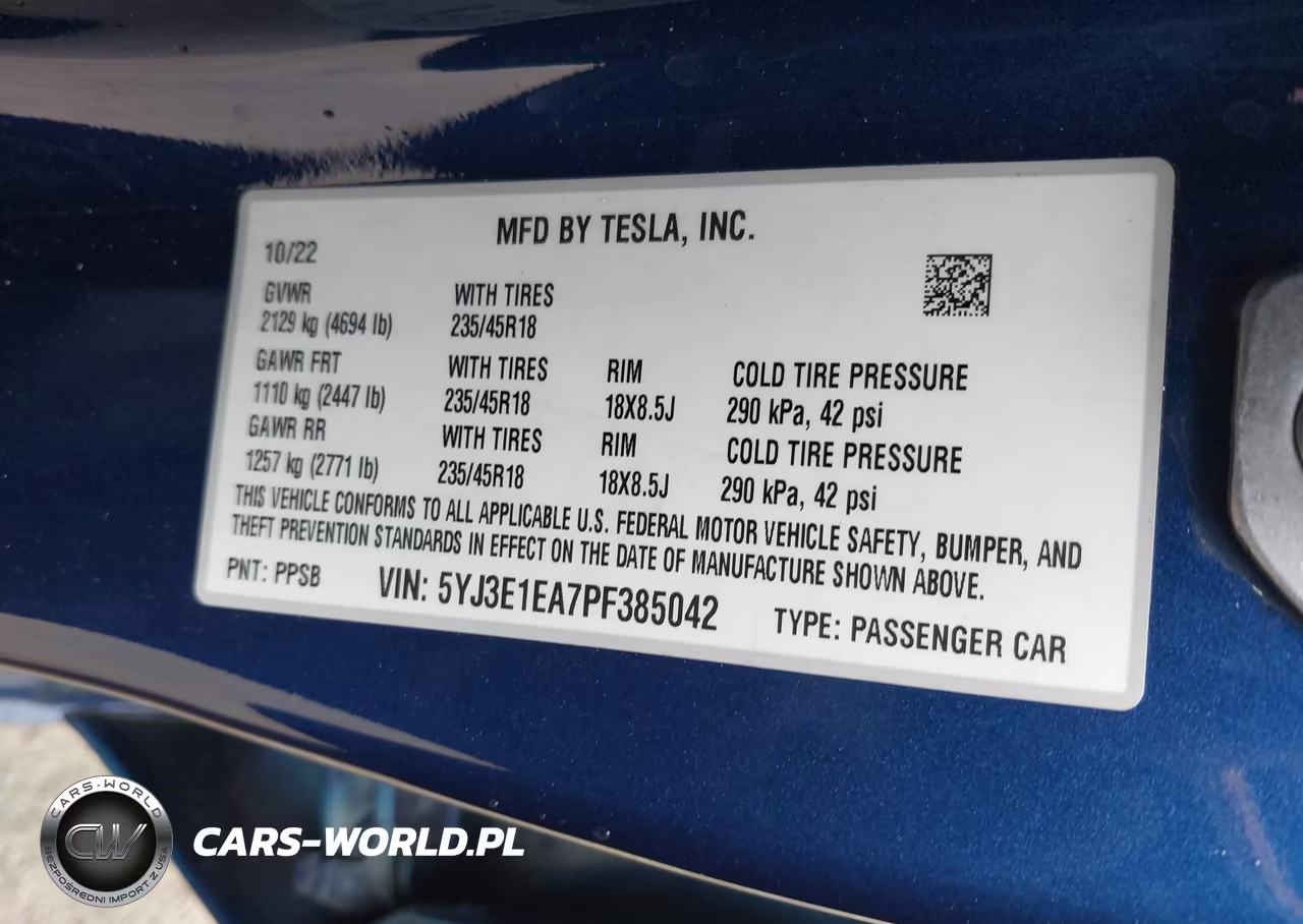 2023 Tesla Model 3 Rear-Wheel Drive VIN:5YJ3E1EA7PF385042 - 9