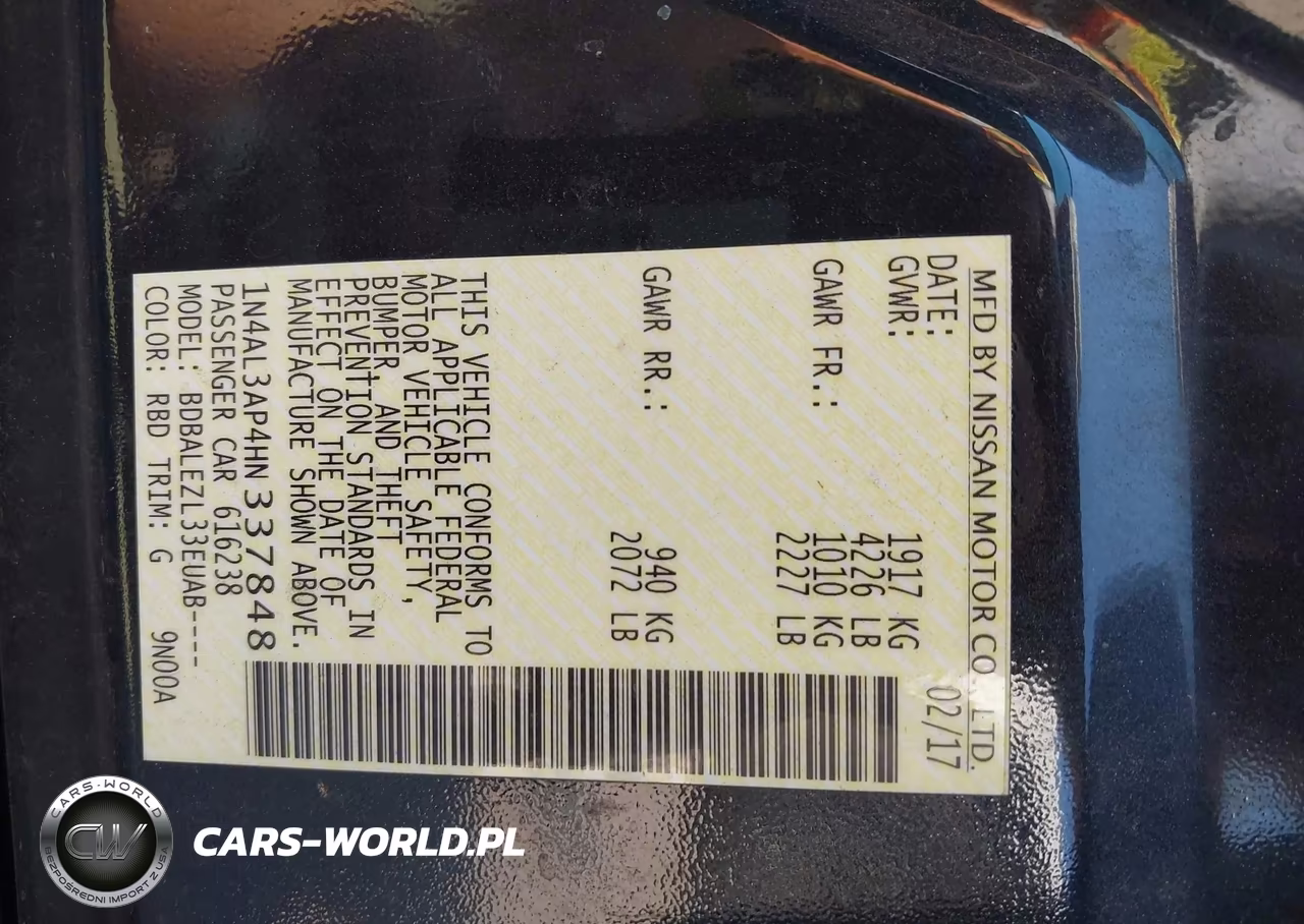 2017 Nissan Altima 2.5 S VIN:1N4AL3AP4HN337848 - 9