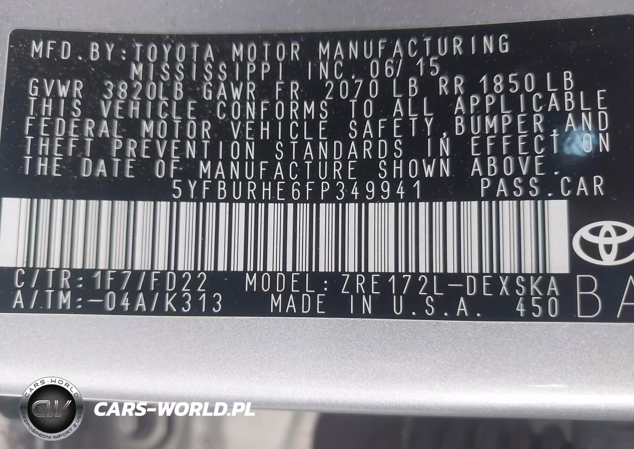 2015 Toyota Corolla S Plus VIN:5YFBURHE6FP349941 - 9