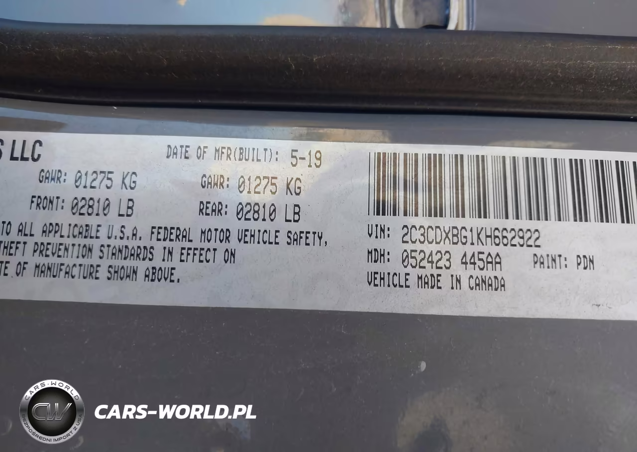 2019 Dodge Charger Sxt Rwd VIN:2C3CDXBG1KH662922 - 9