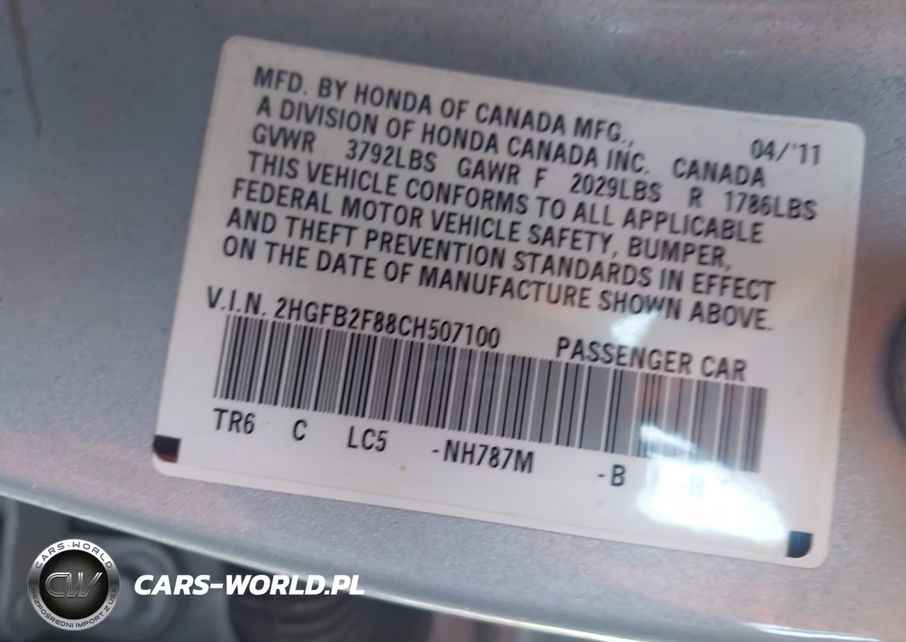 2012 Honda Civic Ex VIN:2HGFB2F88CH507100 - 9