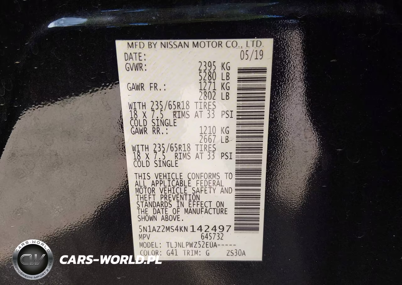 2019 Nissan Murano S VIN:5N1AZ2MS4KN142497 - 9