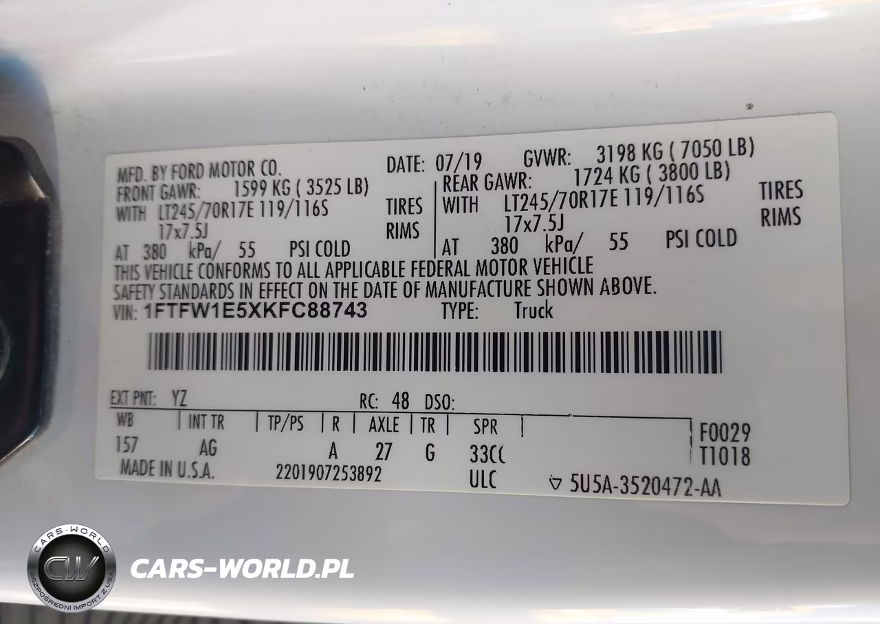 2019 Ford F-150 Xl VIN:1FTFW1E5XKFC88743 - 9