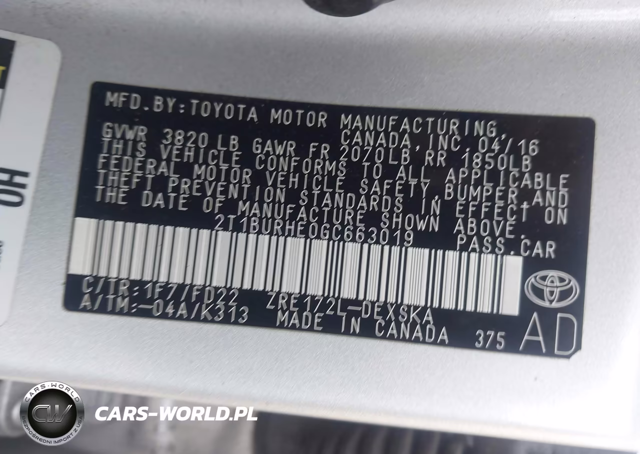 2016 Toyota Corolla S Plus VIN:2T1BURHE0GC663019 - 9