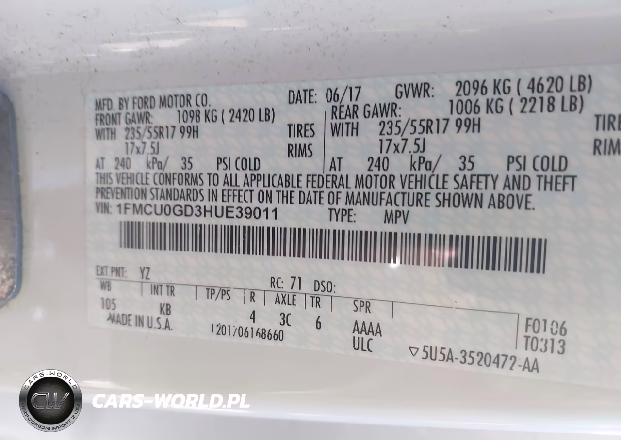 2017 Ford Escape Se VIN:1FMCU0GD3HUE39011 - 9
