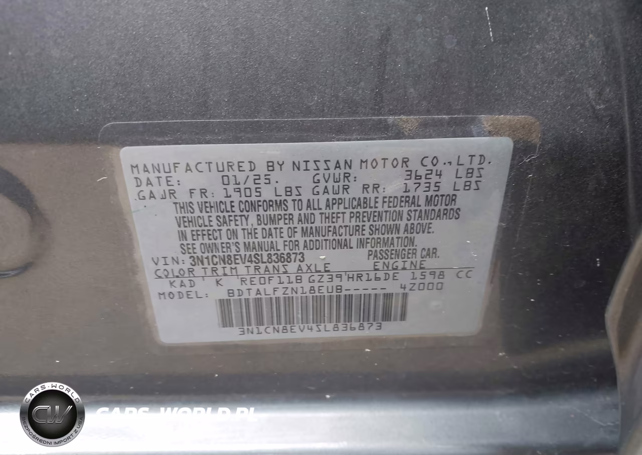 2025 Nissan Versa 1.6 Sv VIN:3N1CN8EV4SL836873 - 9