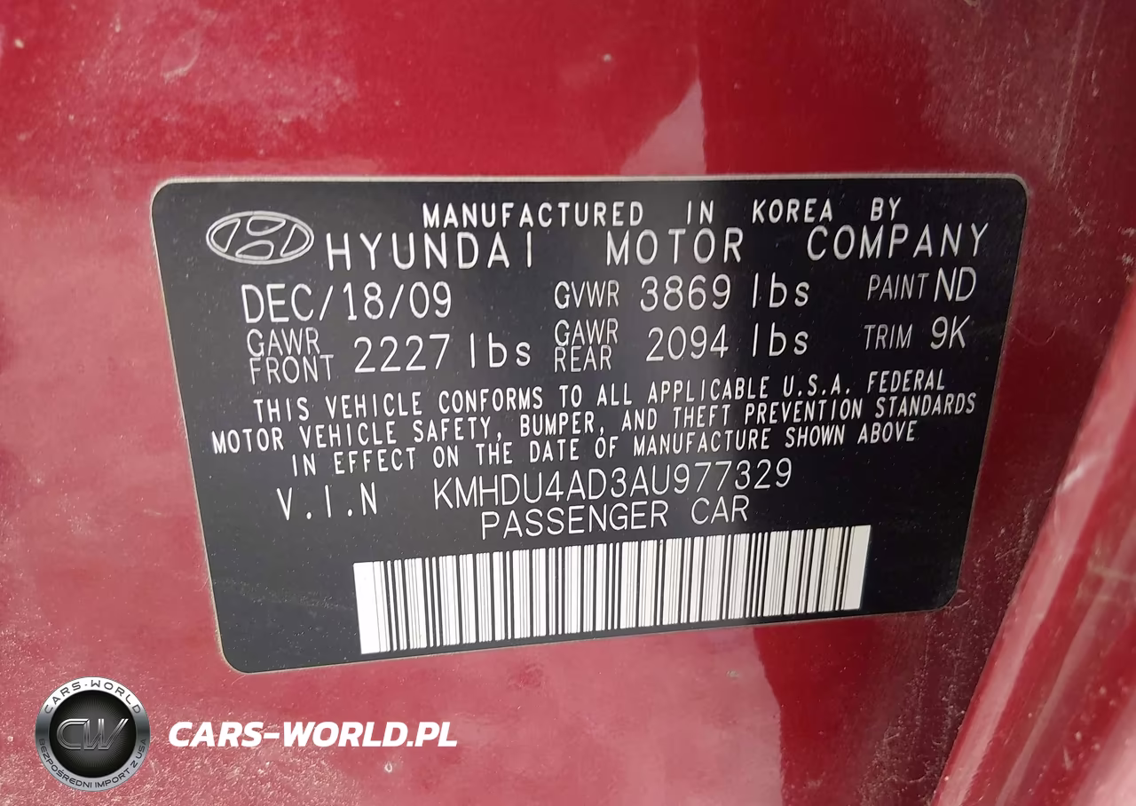 2010 Hyundai Elantra Gls VIN:KMHDU4AD3AU977329 - 9