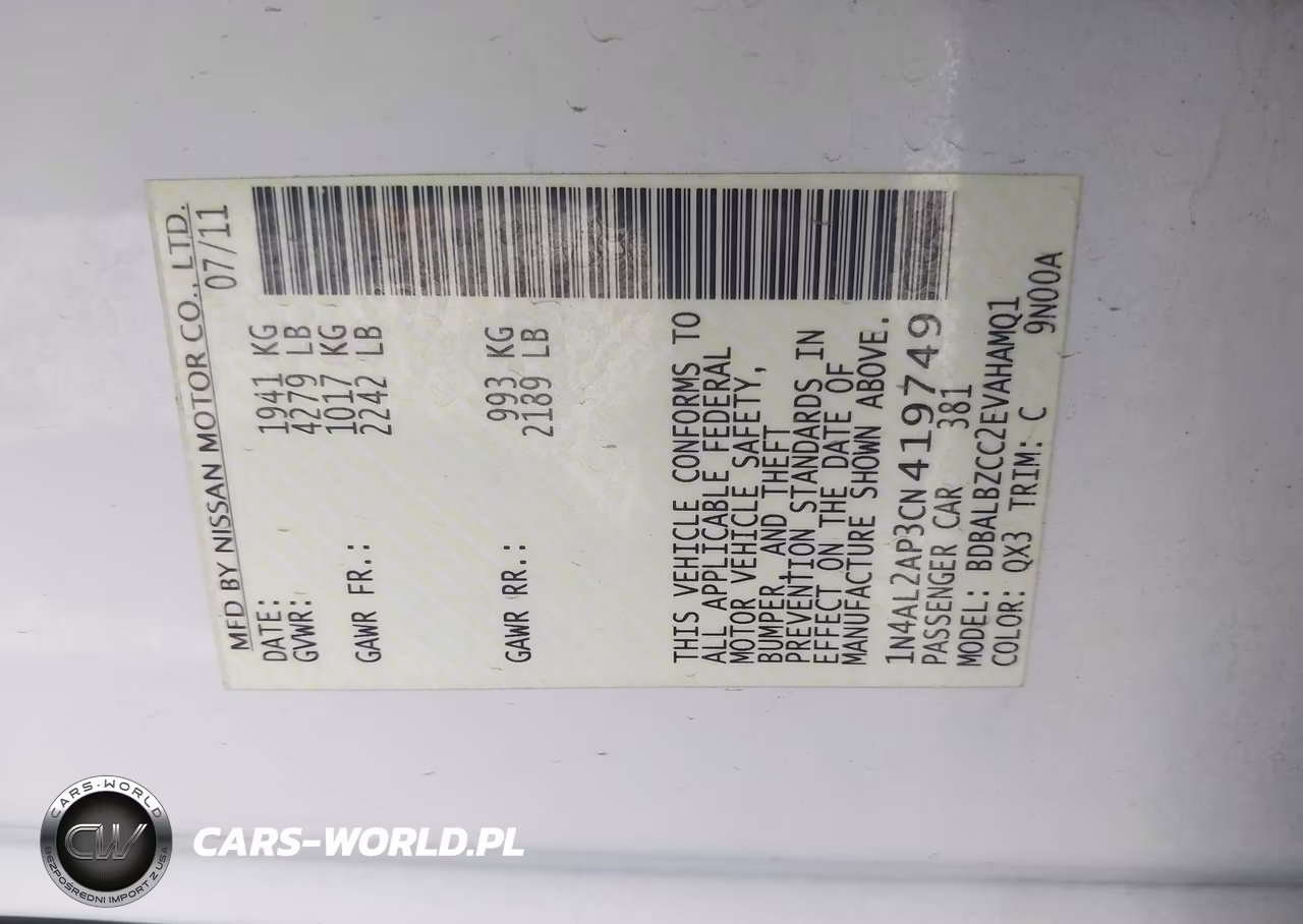 2012 Nissan Altima 2.5 S VIN:1N4AL2AP3CN419749 - 9