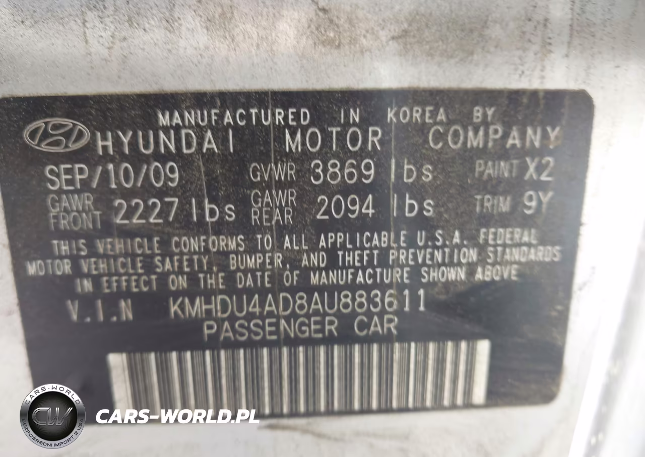 2010 Hyundai Elantra Gls VIN:KMHDU4AD8AU883611 - 9