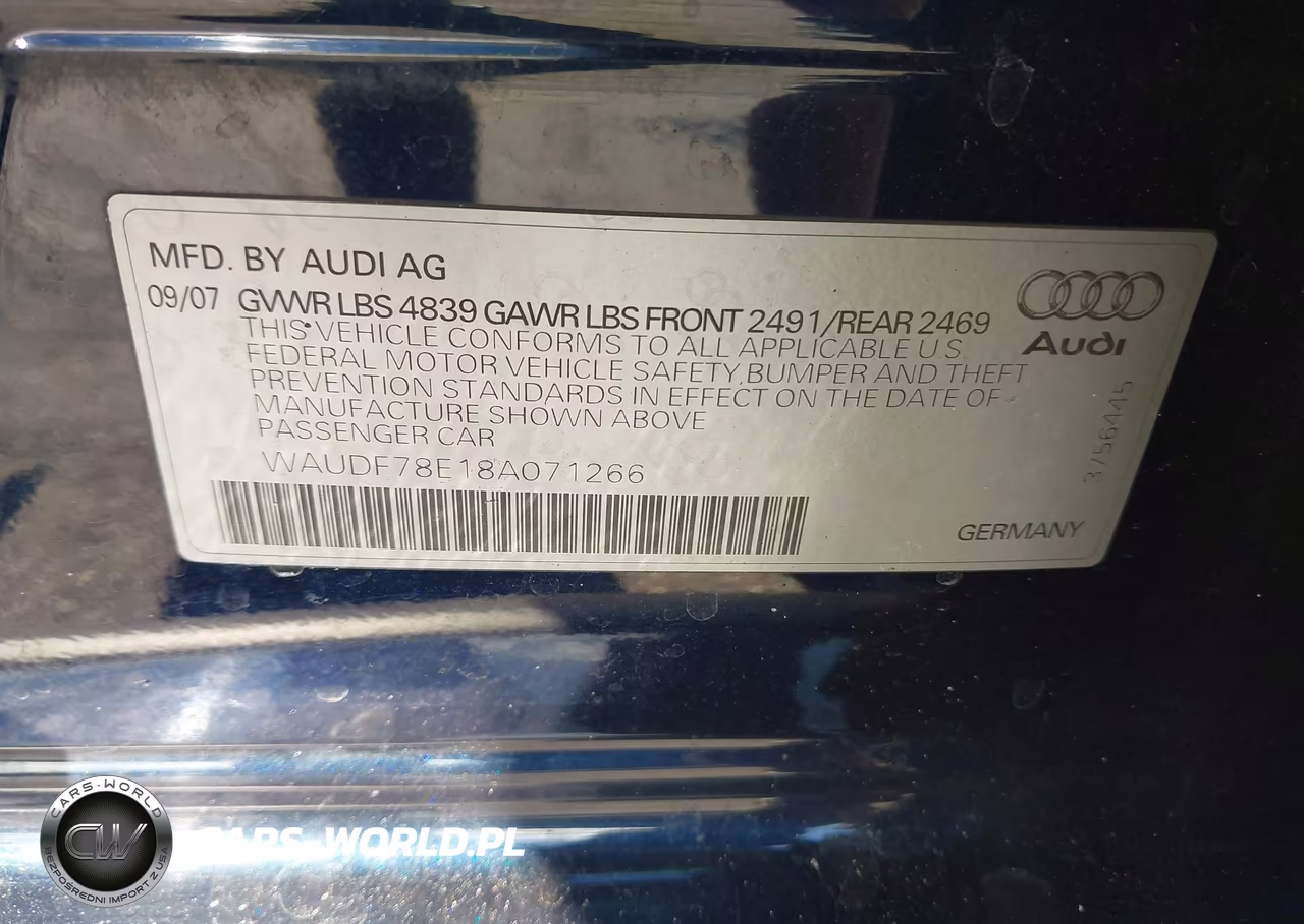 2008 Audi A4 2.0T VIN:WAUDF78E18A071266 - 9