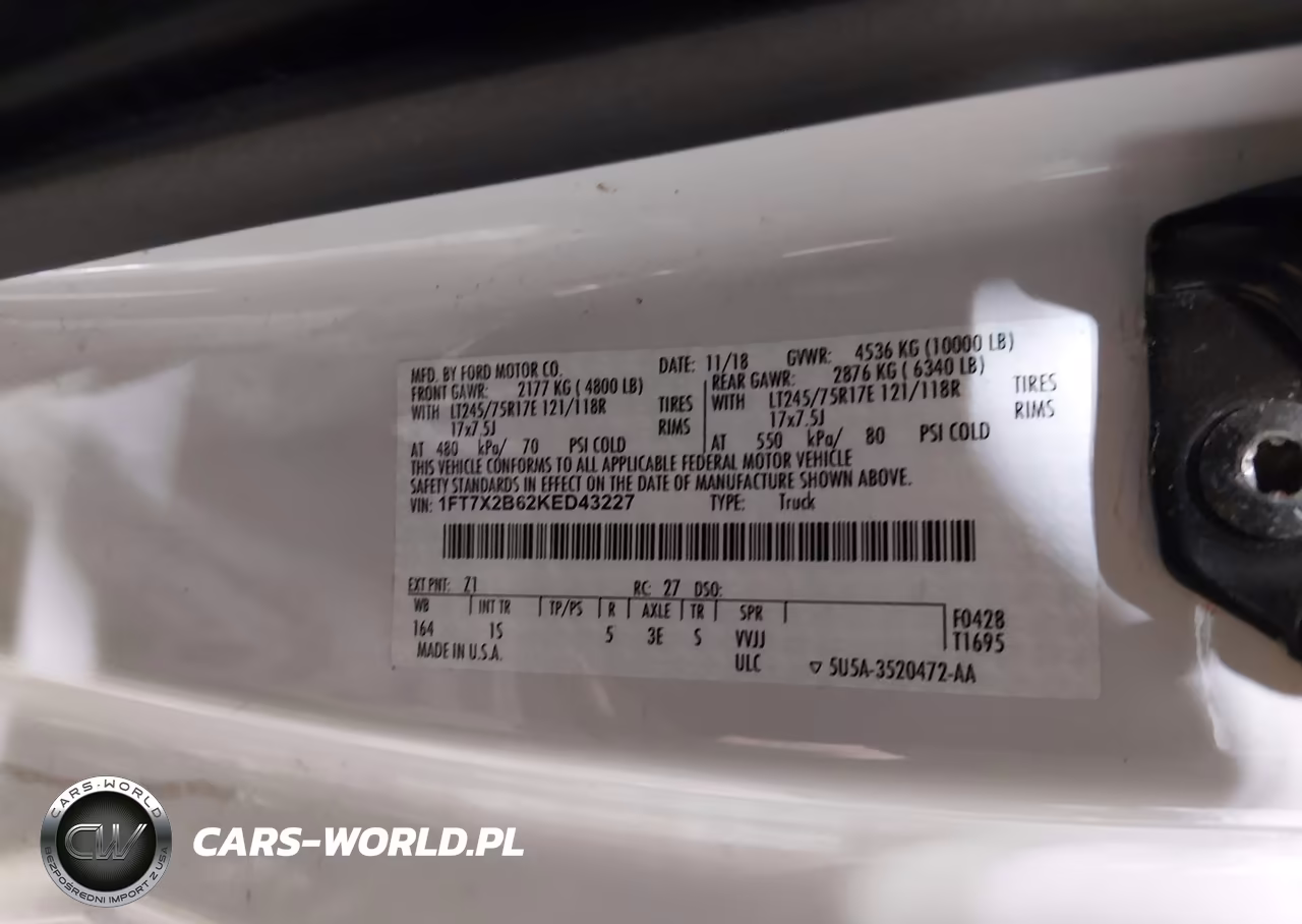 2019 Ford F-250 Xl VIN:1FT7X2B62KED43227 - 8