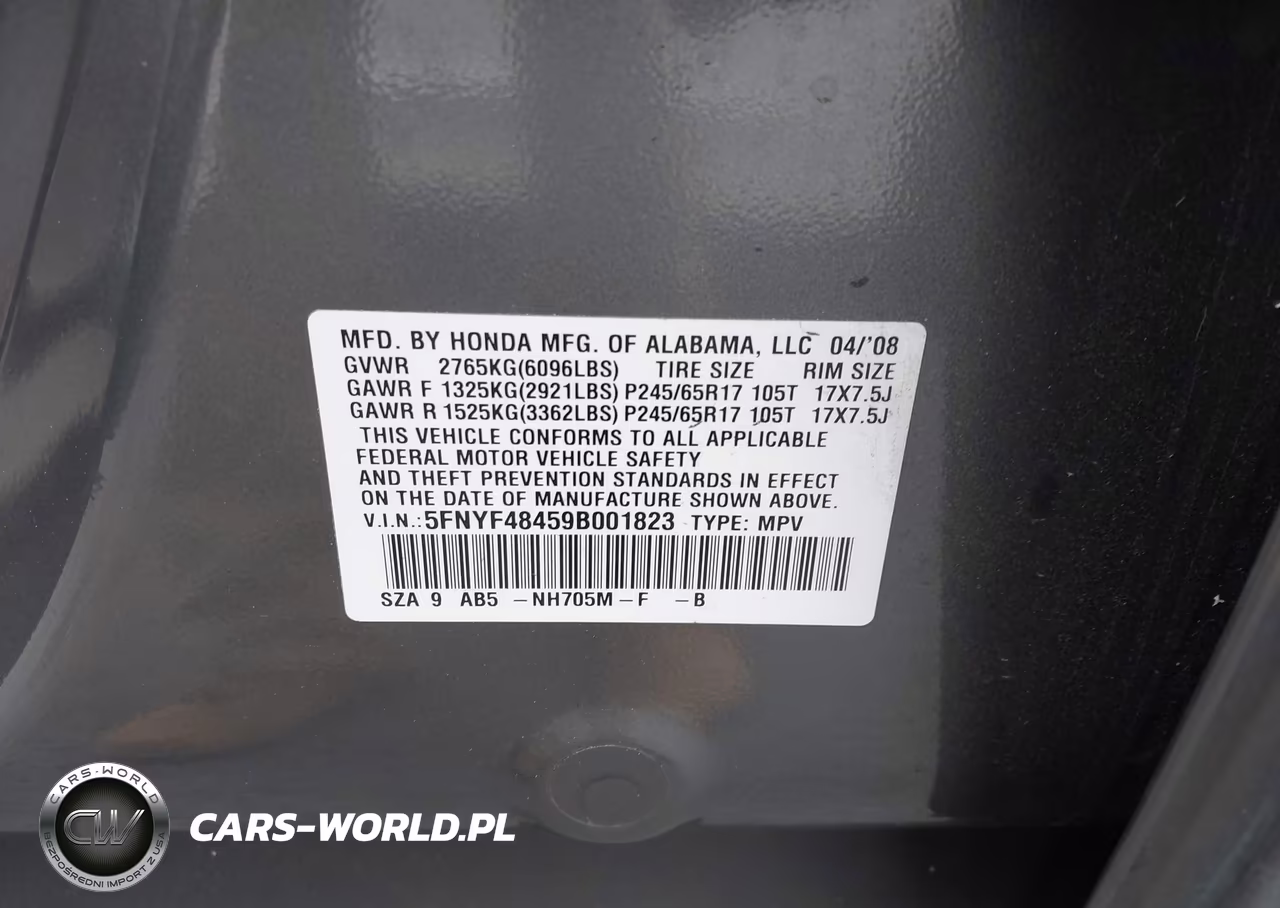 2009 Honda Pilot Ex VIN:5FNYF48459B001823 - 9