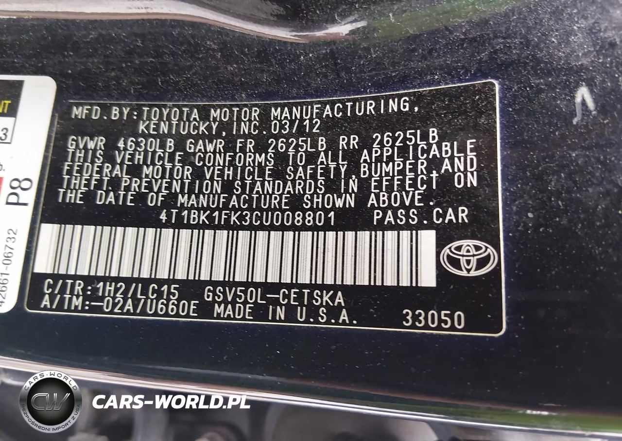 2012 Toyota Camry Se V6 VIN:4T1BK1FK3CU008801 - 9