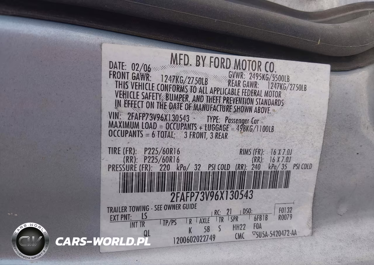2006 Ford Crown Victoria Standard VIN:2FAFP73V96X130543 - 9