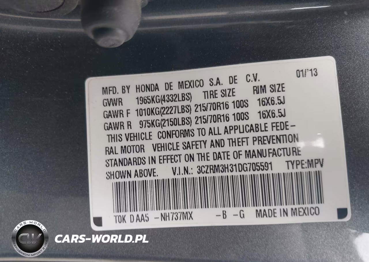 2013 Honda Cr-V Lx VIN:3CZRM3H31DG705591 - 9