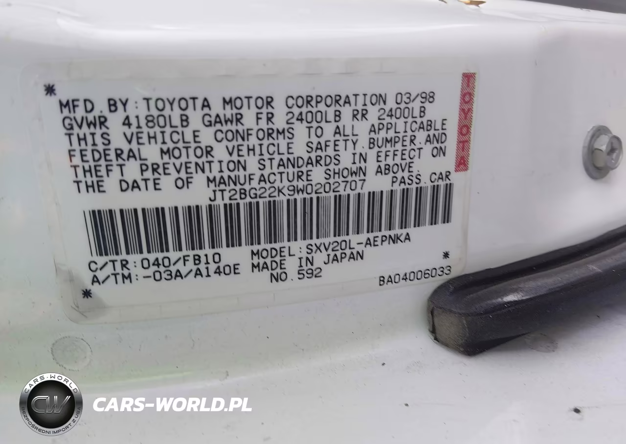 1998 Toyota Camry Le VIN:JT2BG22K9W0202707 - 9