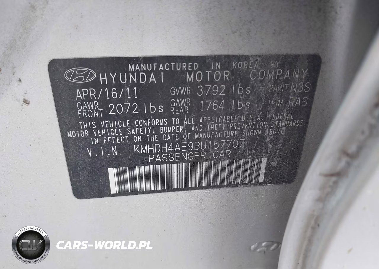 2011 Hyundai Elantra Gls (Ulsan Plant) VIN:KMHDH4AE9BU157707 - 9