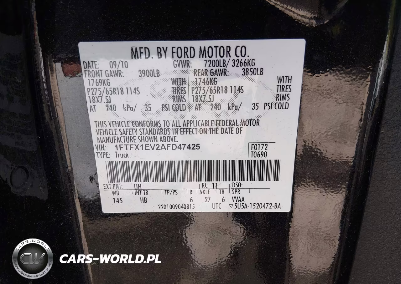 2010 Ford F-150 Fx4-Lariat-Xl-Xlt VIN:1FTFX1EV2AFD47425 - 9