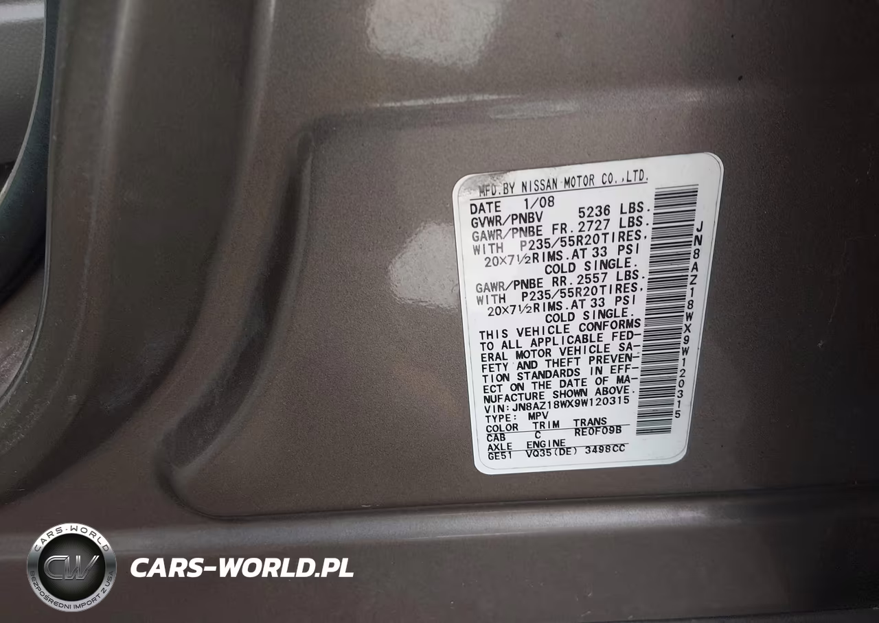 2009 Nissan Murano Le VIN:JN8AZ18WX9W120315 - 9