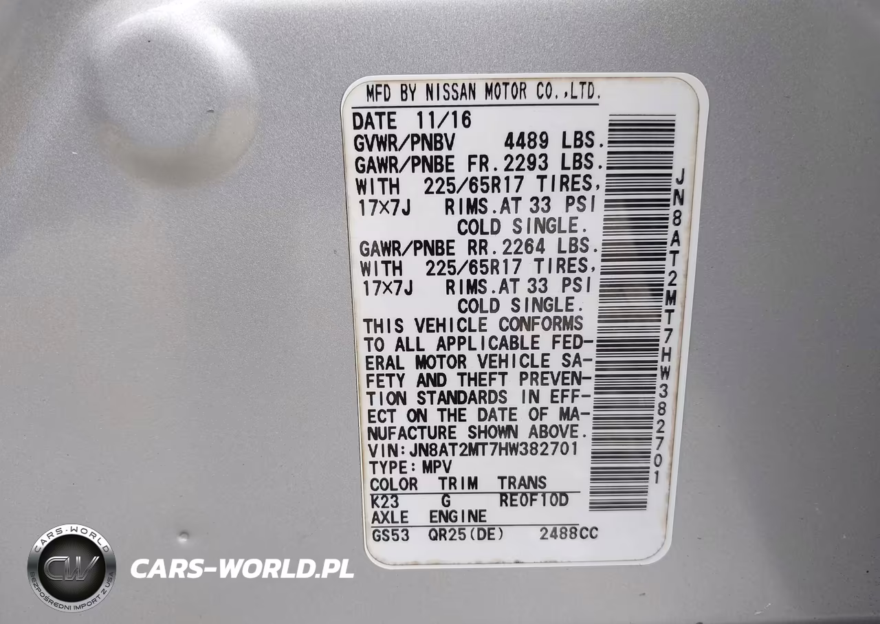 2017 Nissan Rogue Sv VIN:JN8AT2MT7HW382701 - 9