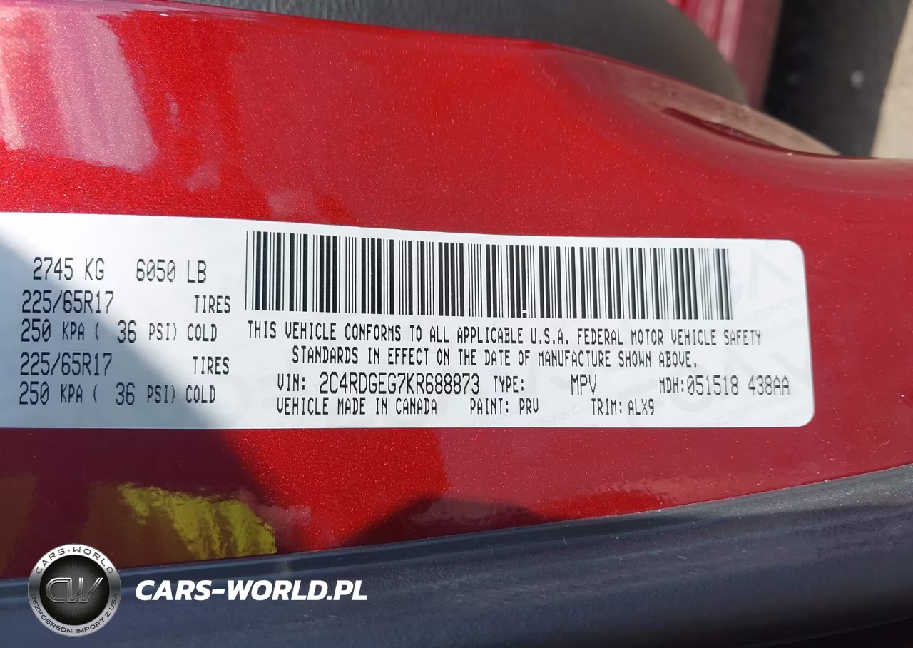 2019 Dodge Grand Caravan Gt VIN:2C4RDGEG7KR688873 - 9
