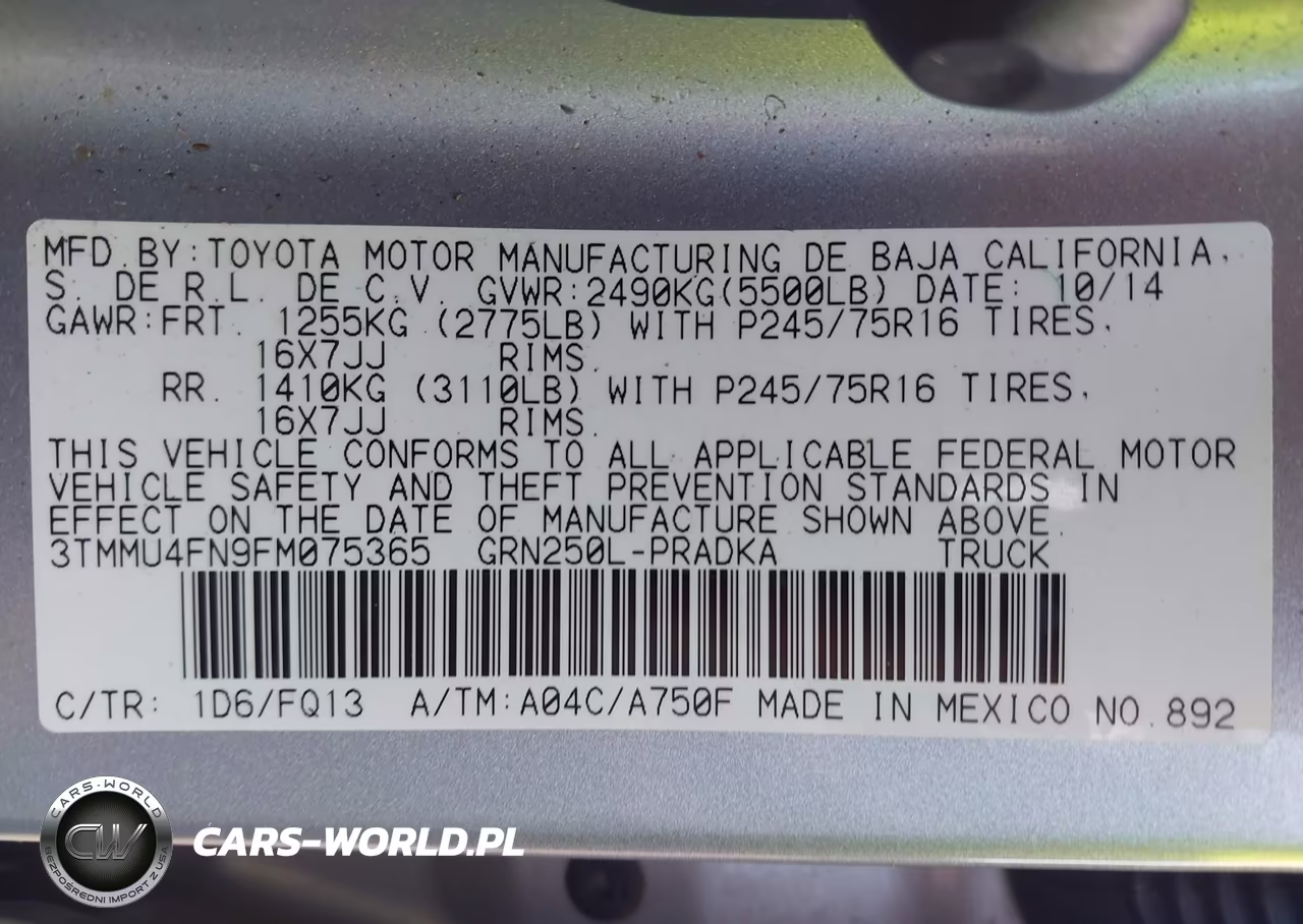 2015 Toyota Tacoma Base V6 VIN:3TMMU4FN9FM075365 - 9