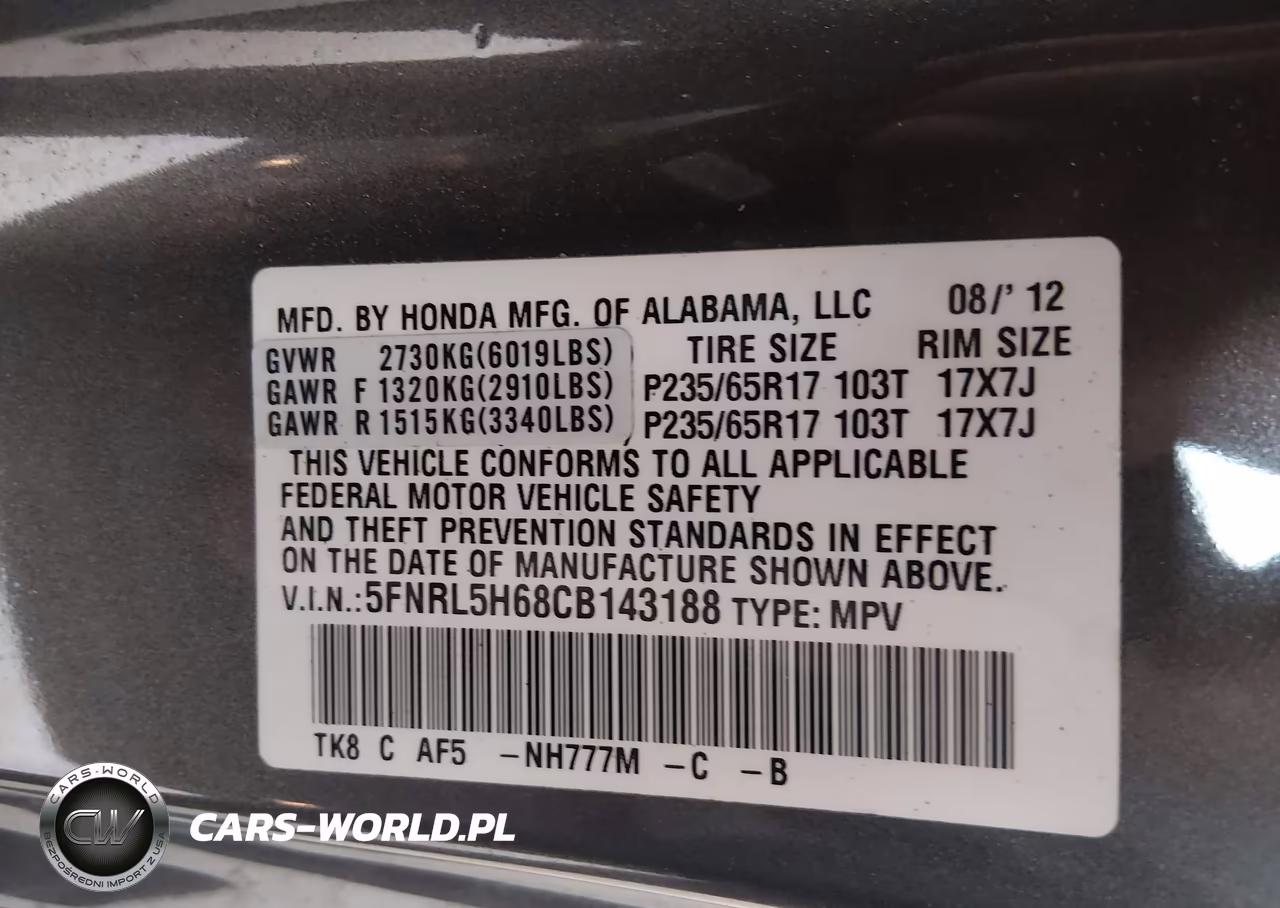 2012 Honda Odyssey Ex-L VIN:5FNRL5H68CB143188 - 9