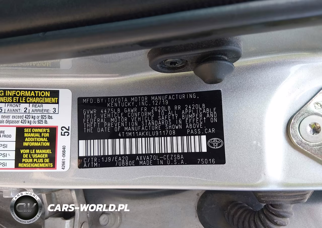 2020 Toyota Camry Se VIN:4T1M11AKXLU911708 - 9