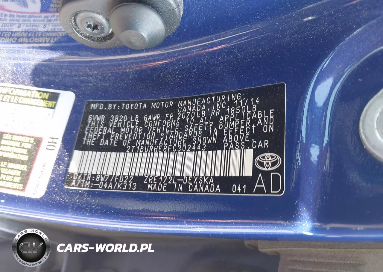 2015 Toyota Corolla S Plus VIN:2T1BURHE8FC302443 - 9