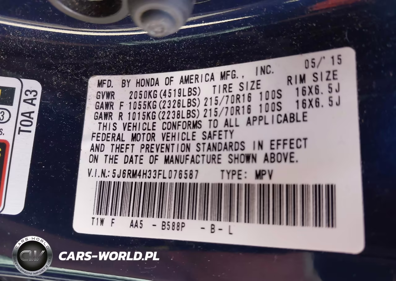 2015 Honda Cr-V Lx VIN:5J6RM4H33FL076587 - 9