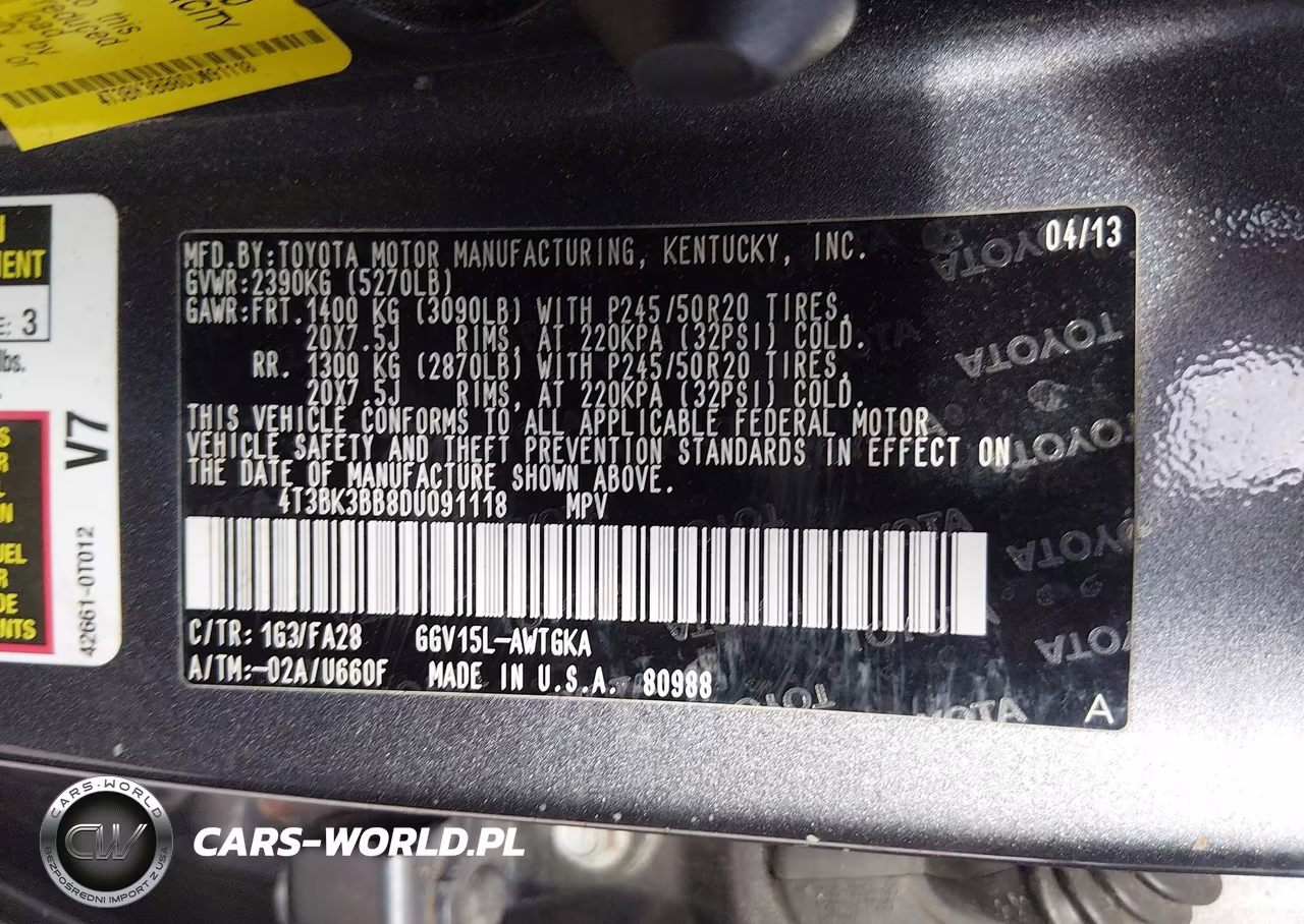 2013 Toyota Venza Le V6 VIN:4T3BK3BB8DU091118 - 9