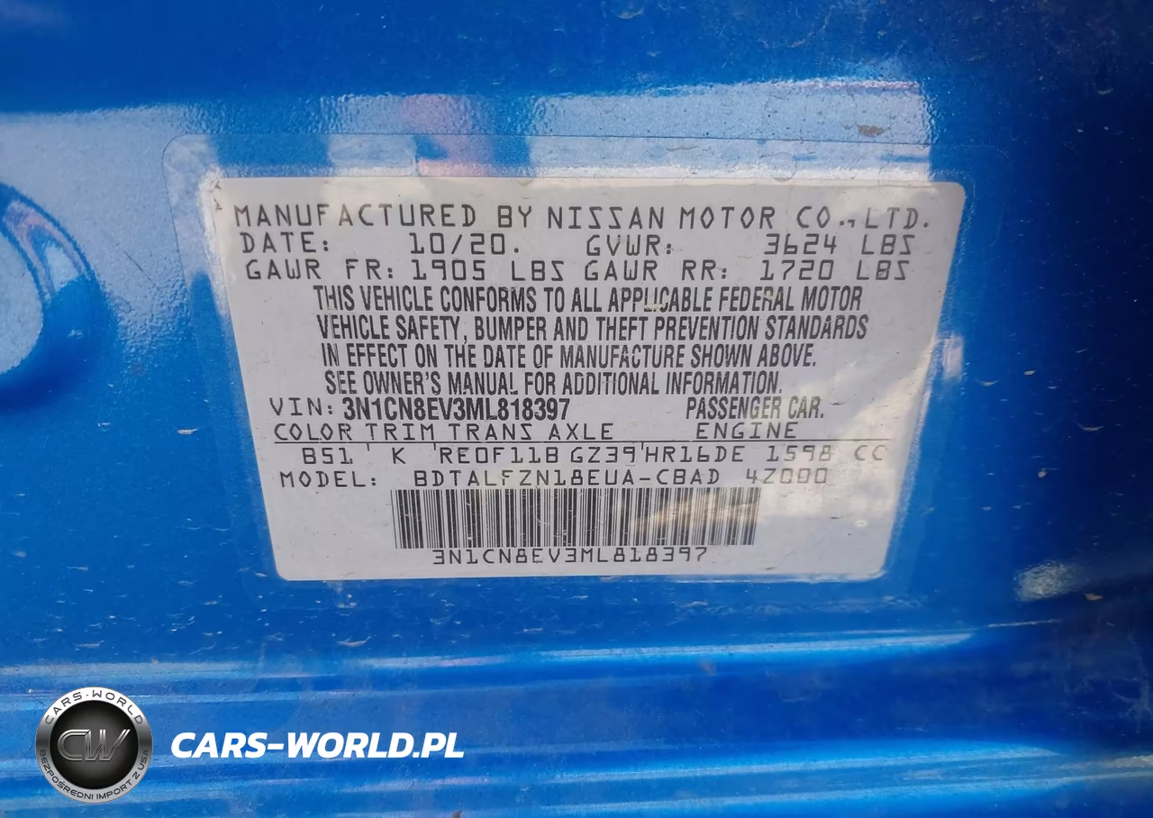 2021 Nissan Versa Sv VIN:3N1CN8EV3ML818397 - 9