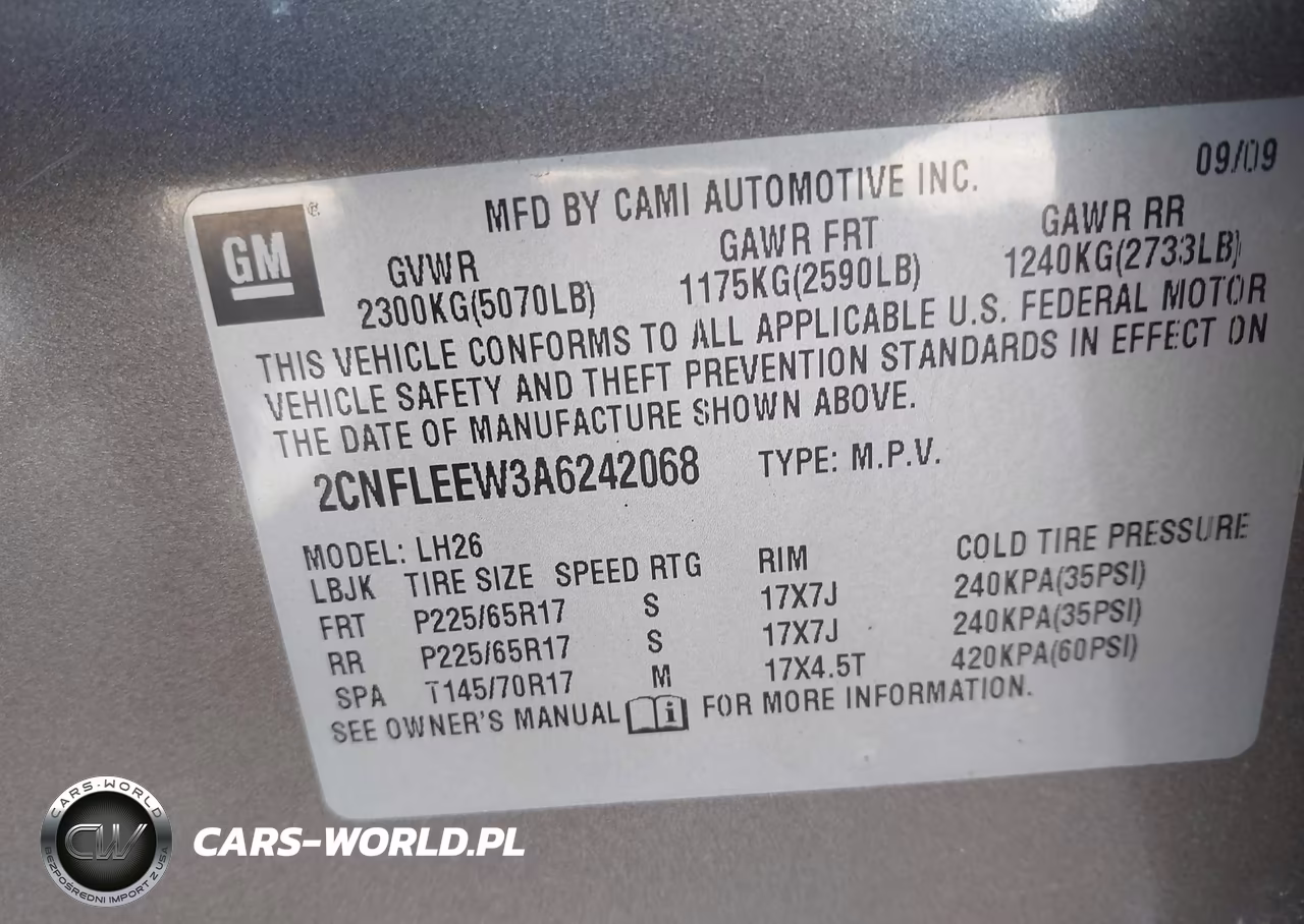 2010 Chevy Equinox VIN:2CNFLEEW3A6242068 - 9