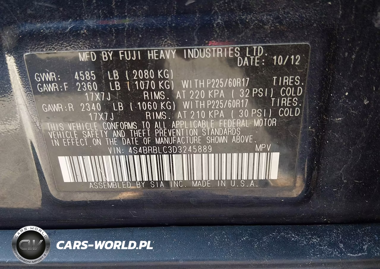 2013 Subaru Outback 2.5I Limited VIN:4S4BRBLC3D3245889 - 9
