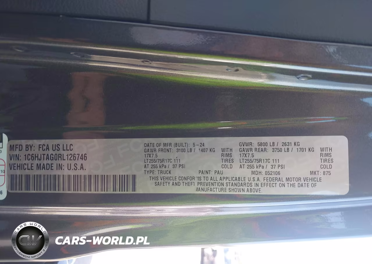 2024 Jeep Gladiator Willys VIN:1C6HJTAG0RL126746 - 9
