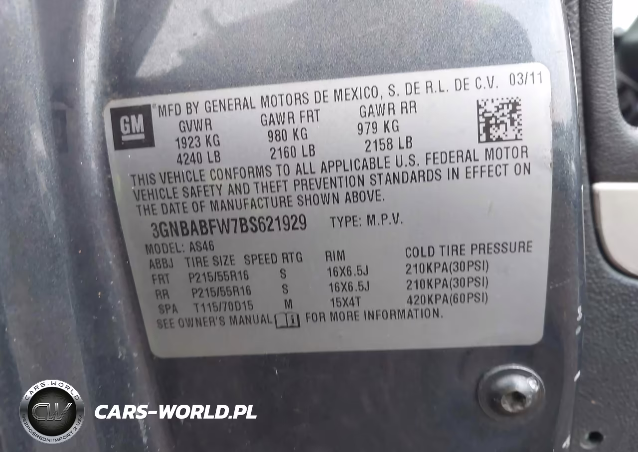 2011 Chevrolet Hhr Lt VIN:3GNBABFW7BS621929 - 9