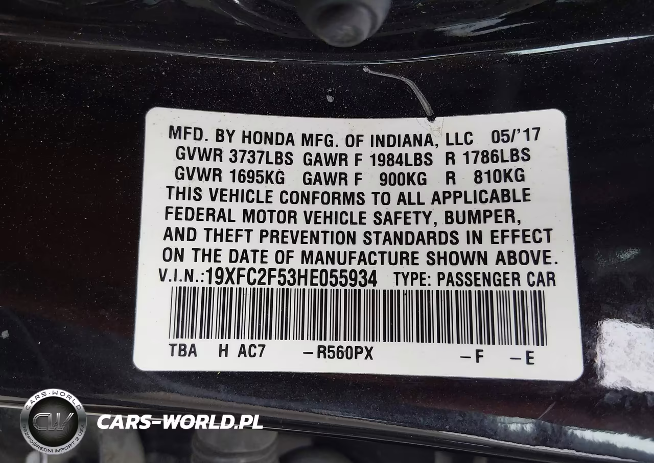 2017 Honda Civic Lx VIN:19XFC2F53HE055934 - 9